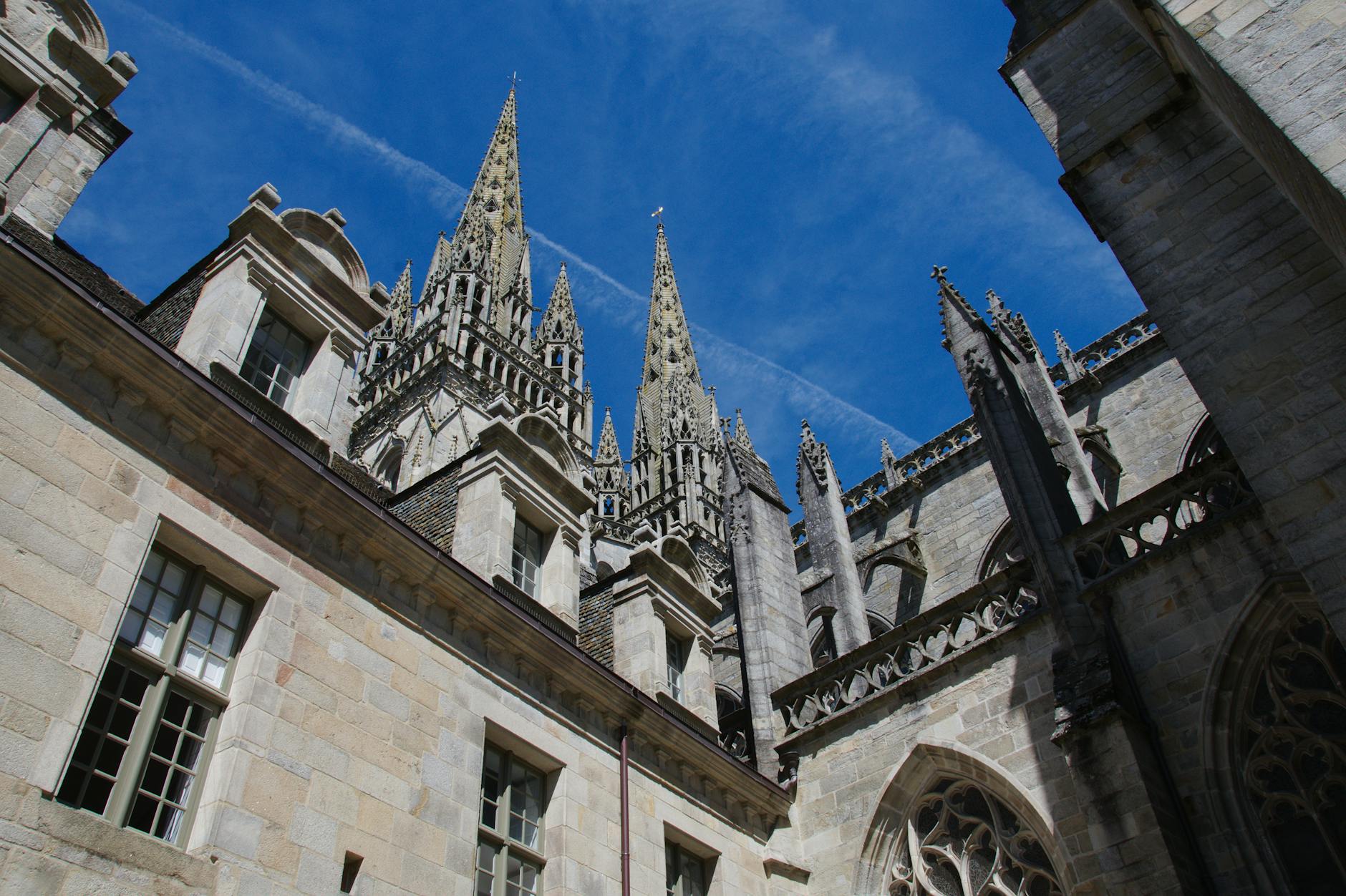 low angle shot of cathedral of saint corentin